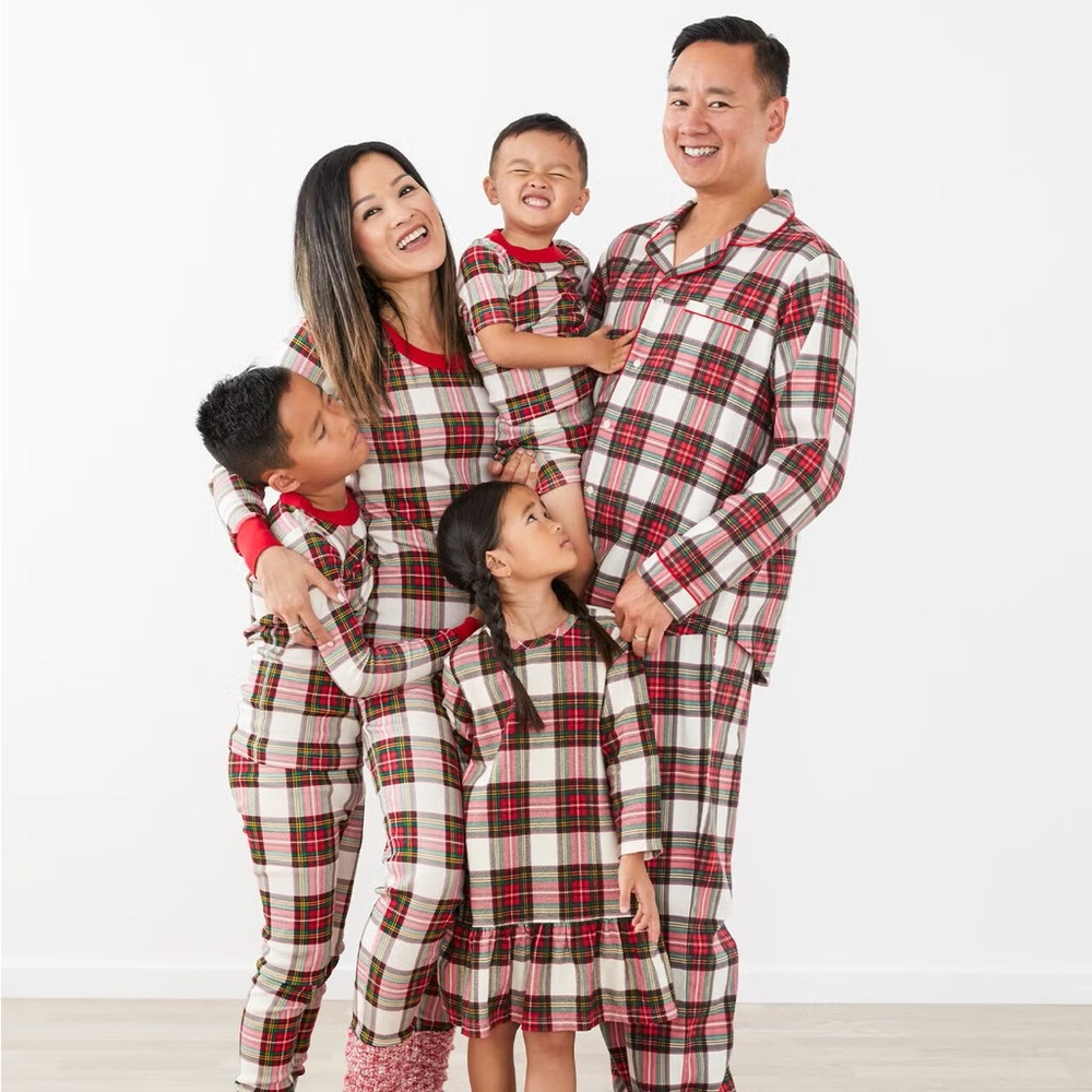 Hanna Andersson women's holiday Christmas long john pajama set S red plaid